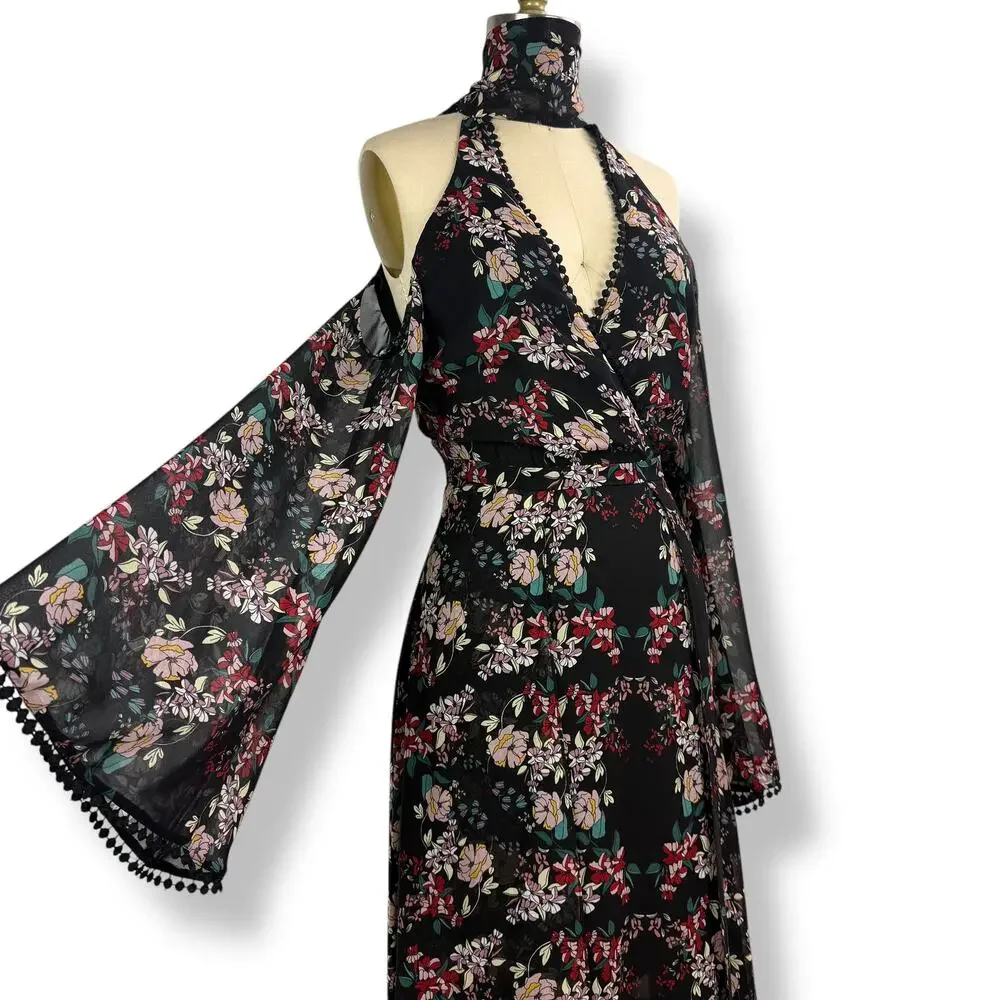 New w/Tags NICHOLAS pure silk floral flowing Goddess cold shoulder dress - Picture 10 of 16
